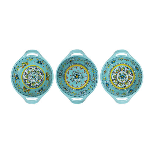 LeCadeaux Set of 3 Assorted Handled Bowls 6"