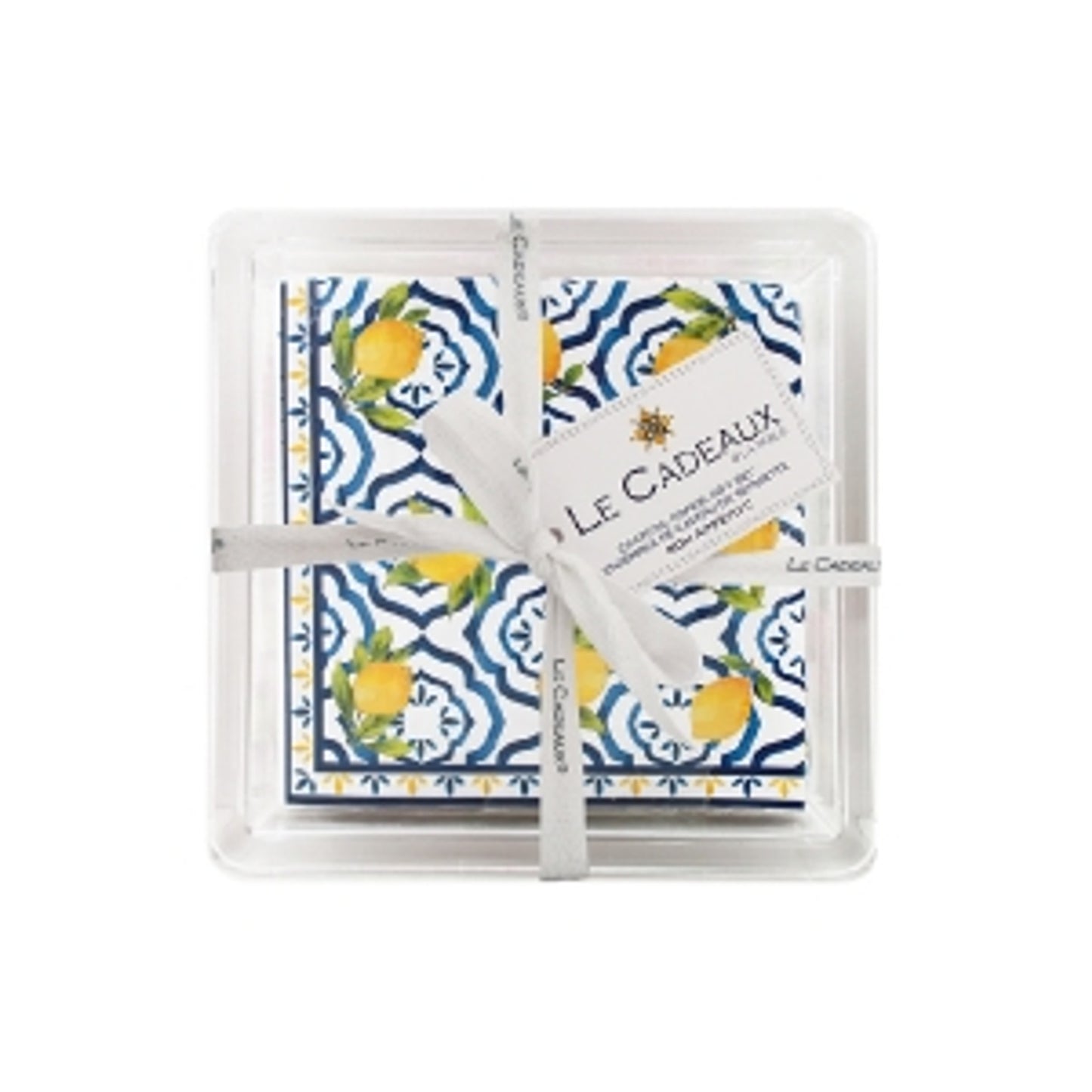 LeCadeaux Gift Set Cocktail Napkins in Acrylic Holder