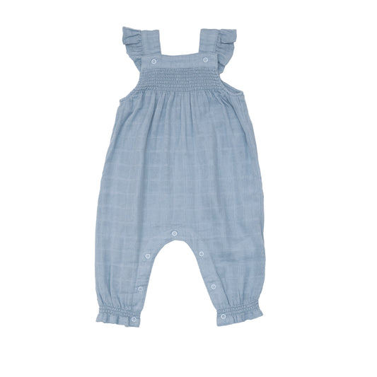 Solid Muslin Smocked Coverall - Chambray
