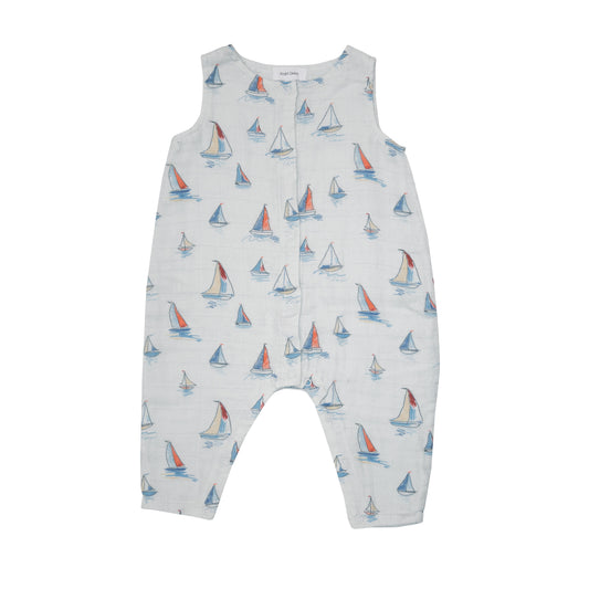 Sleeveless Romper - Sketchy Sailboats