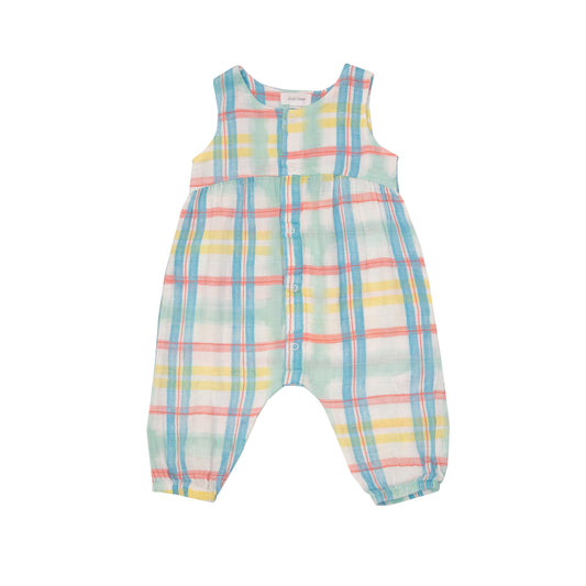 Snap Front Romper - Beach Plaid