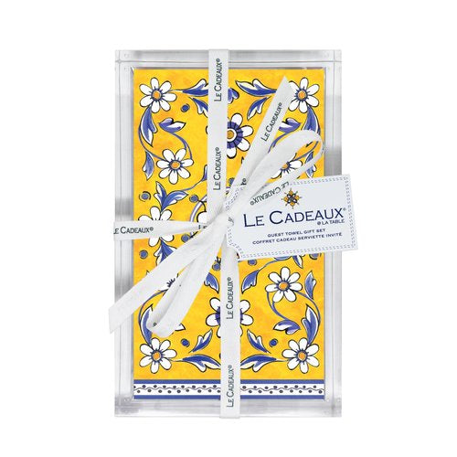 LeCadeaux Gift Set Guest Towel Napkins in Acrylic Holder