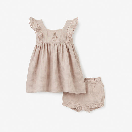 Taupe Muslin Dress w/Bloomer