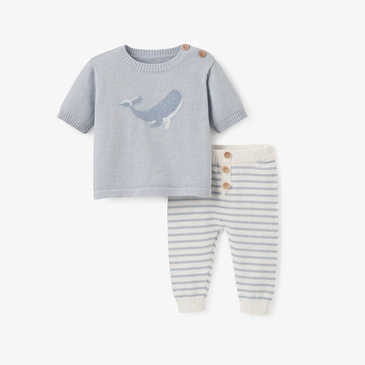 Whale Short Sleeve Shirt /w Knit Pants